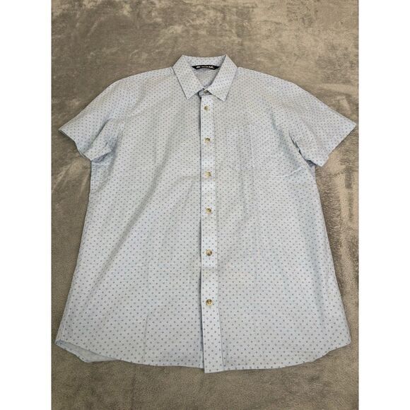 Travis Mathew Short Sleeve Button Down Shirt Men's Size Medium Blue - Picture 1 of 9
